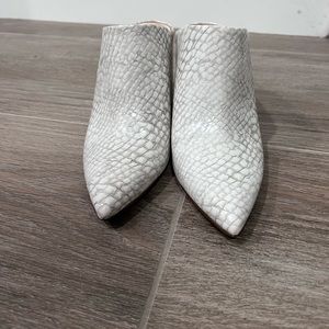 Steve Madden white snake skin mules!